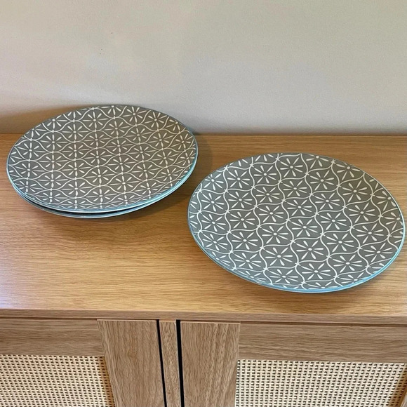 Better Homes and Gardens Salad Plates Piers Gray Geometric - Picture 2 of 12